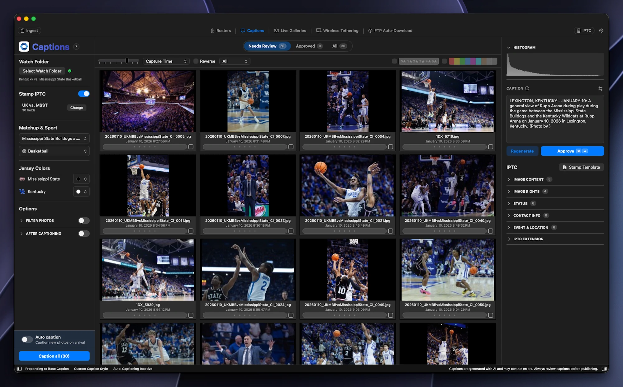 AI Captioning for Sports Photography
