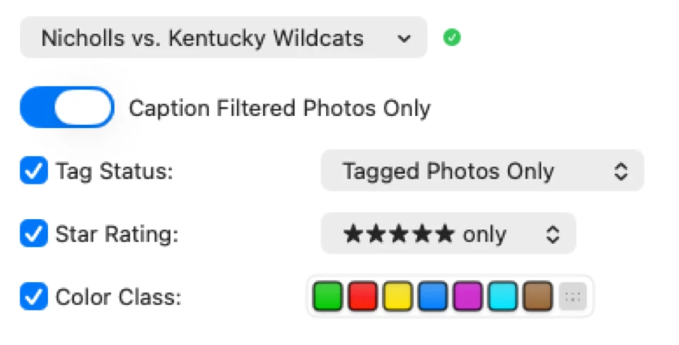 Photo filtering options
