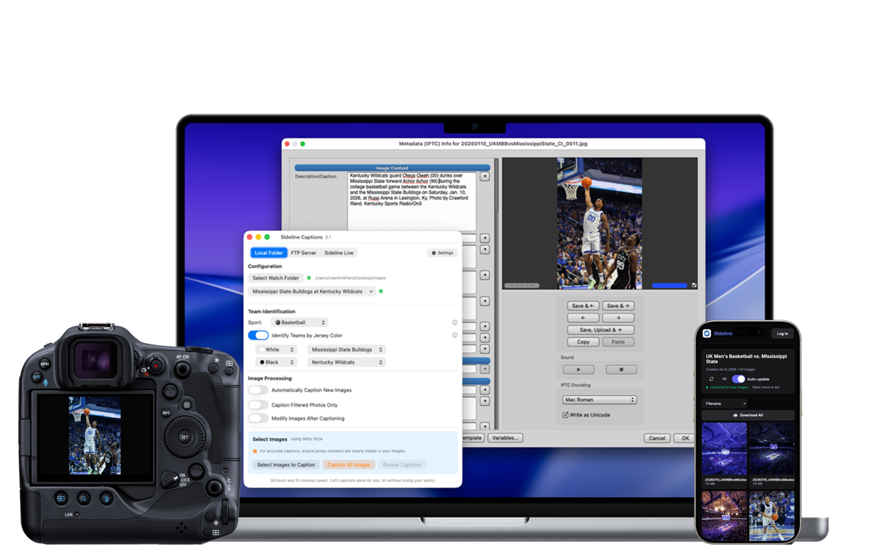 Sideline Captions App Interface