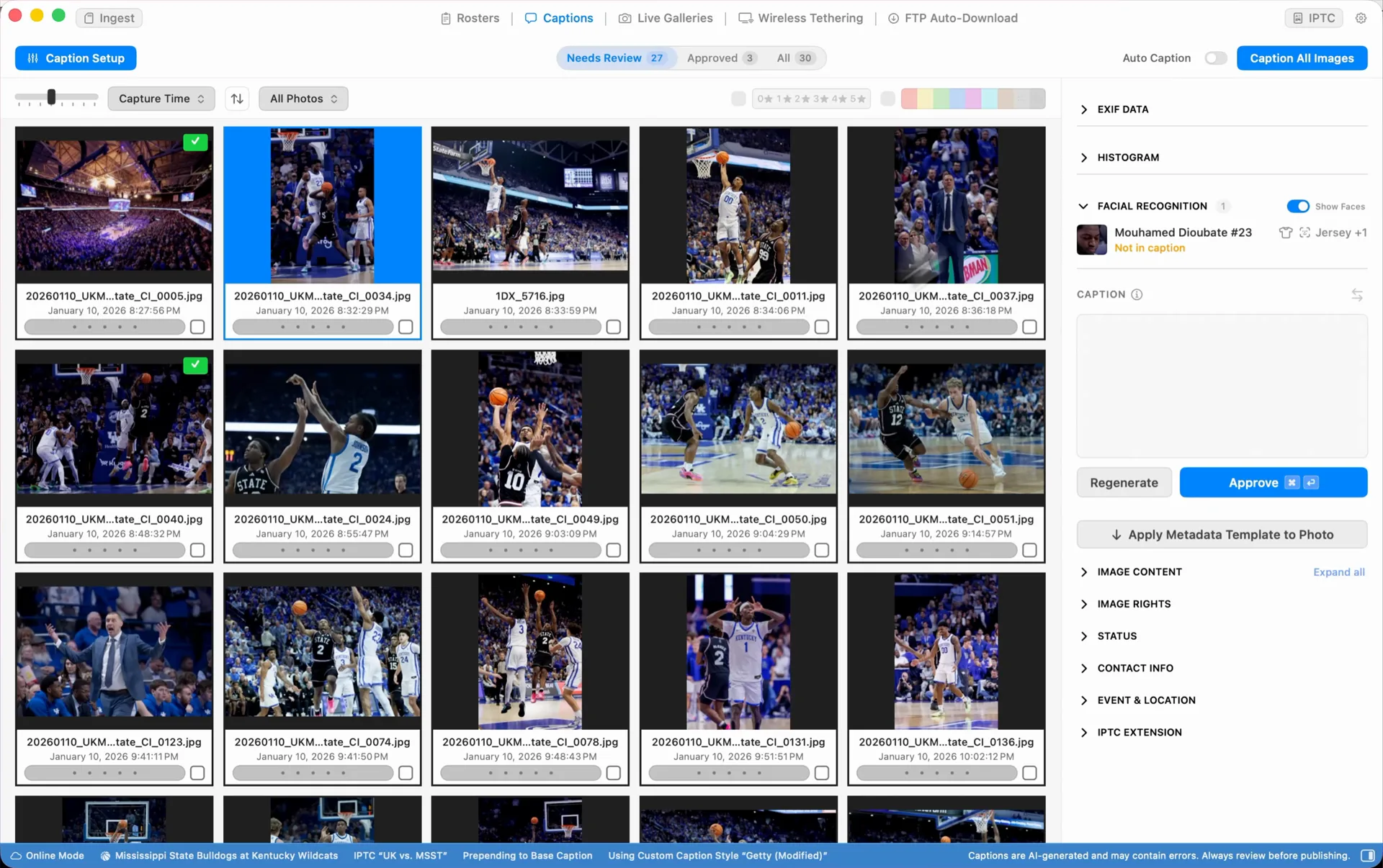 Automated Sports Photography Captioning
