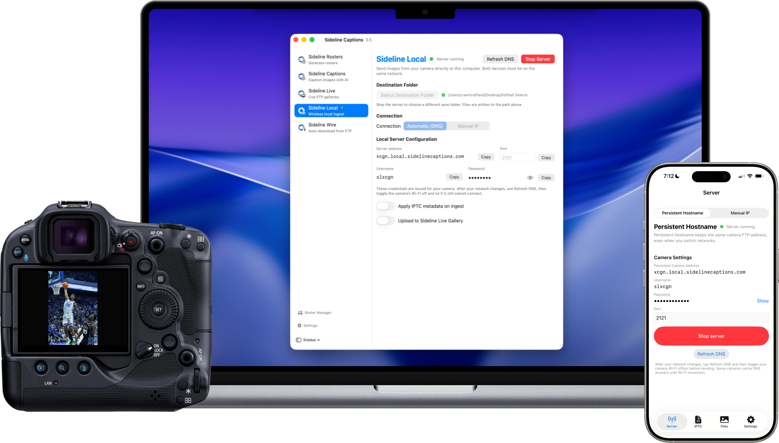 Sideline Local — wireless camera tethering for macOS and iOS