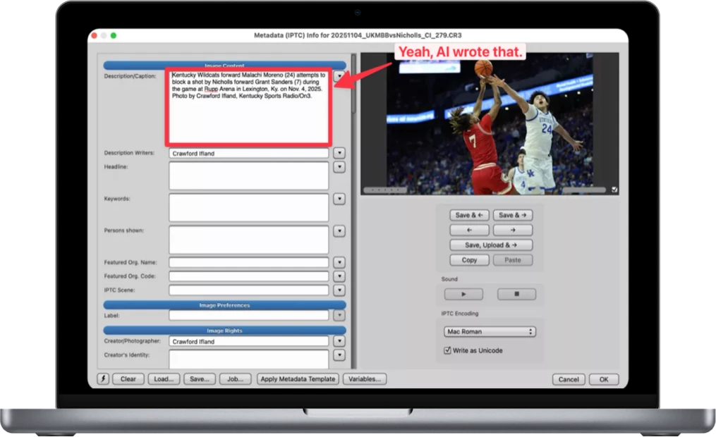 Sideline Captions App Interface