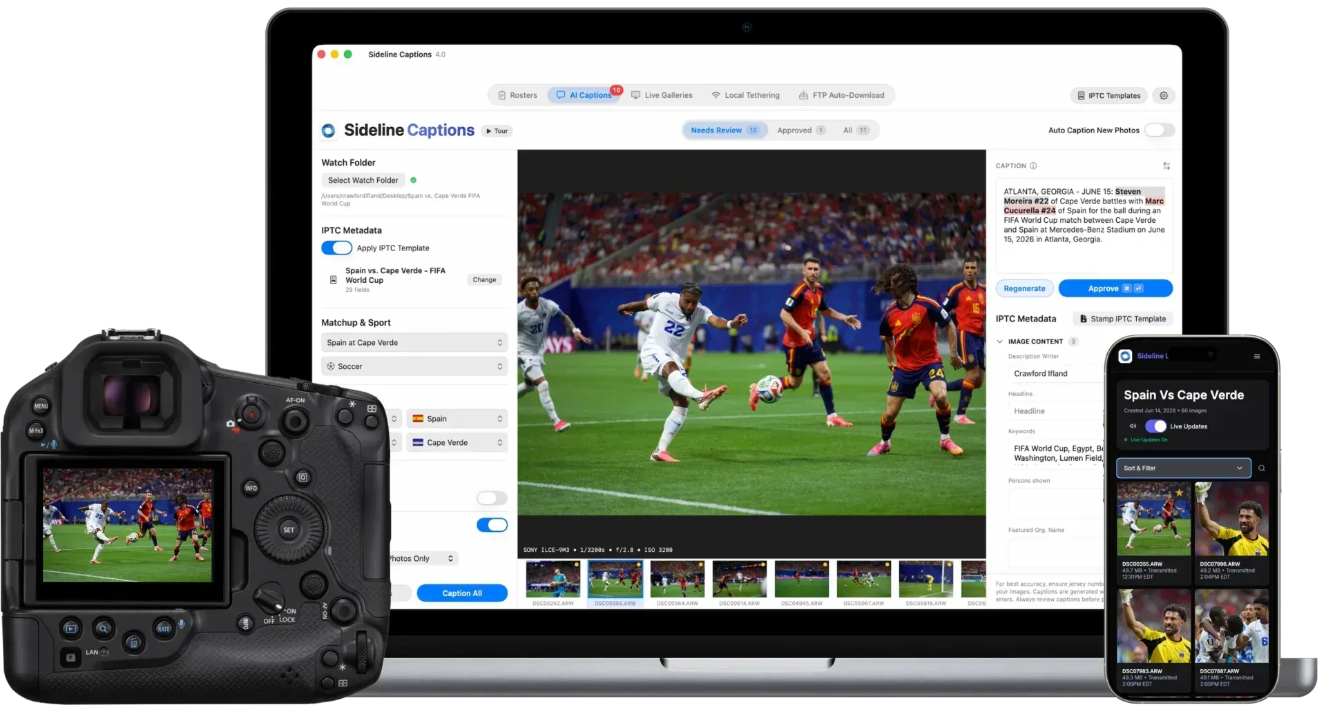 Sideline AI captioning and roster workflow on macOS