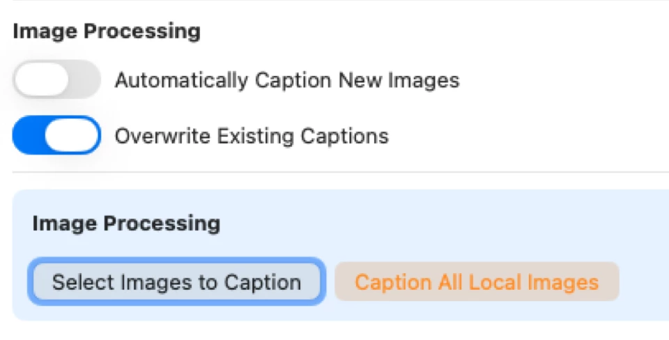 Image processing settings